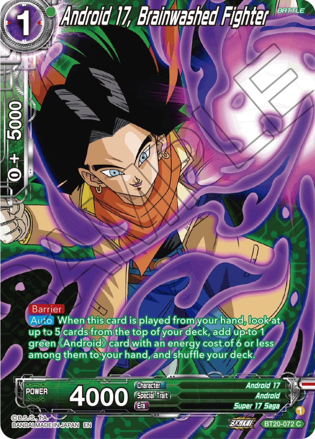 Android 17, Brainwashed Fighter (Silver Foil) (BT20-072) [Power Absorbed] | Tables and Towers