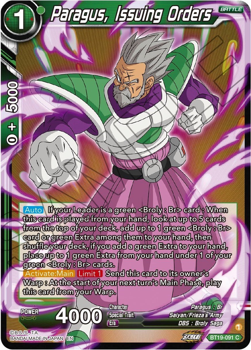 Paragus, Issuing Orders (BT19-091) [Fighter's Ambition] | Tables and Towers