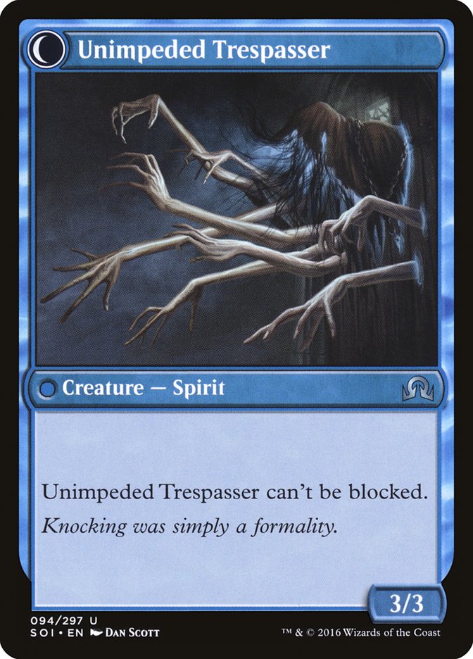 Uninvited Geist // Unimpeded Trespasser [Shadows over Innistrad] | Tables and Towers