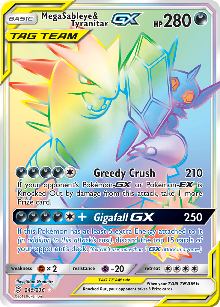 Mega Sableye & Tyranitar GX (245/236) [Sun & Moon: Unified Minds] | Tables and Towers