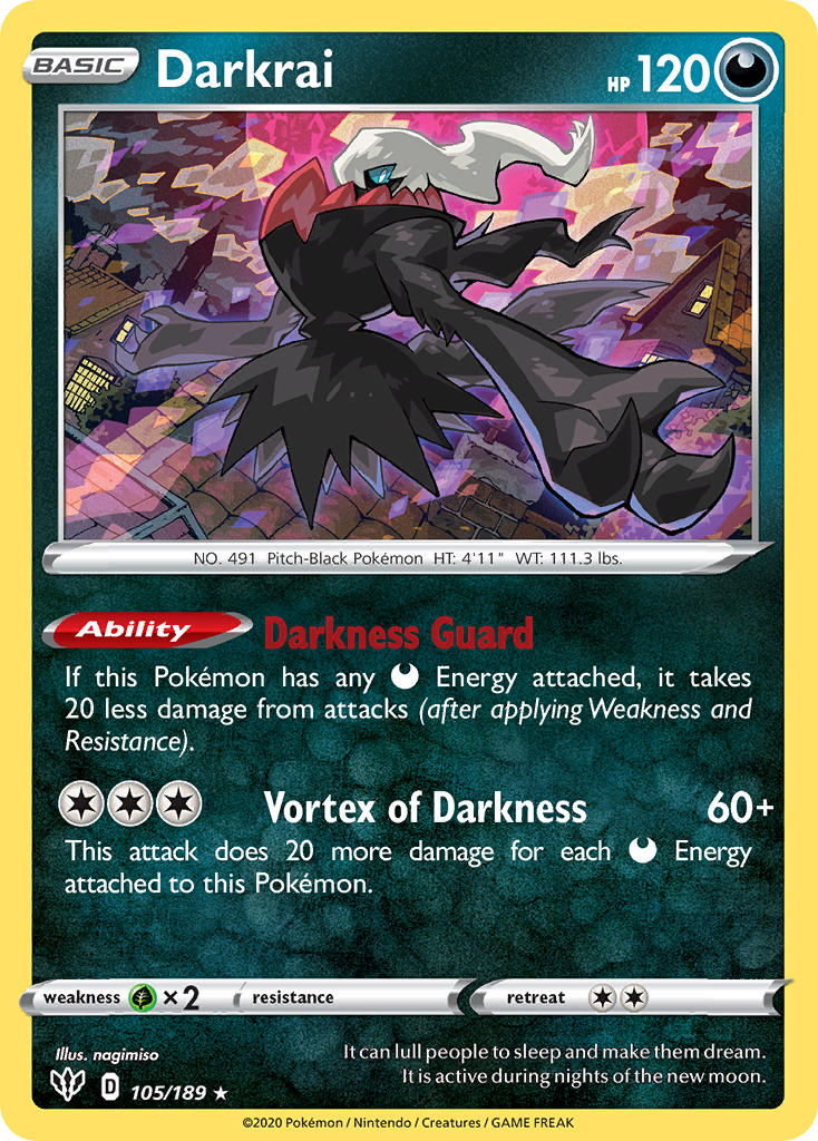 Darkrai (105/189) (Theme Deck Exclusive) [Sword & Shield: Darkness Ablaze] | Tables and Towers