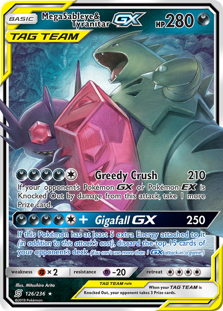 Mega Sableye & Tyranitar GX (126/236) [Sun & Moon: Unified Minds] | Tables and Towers