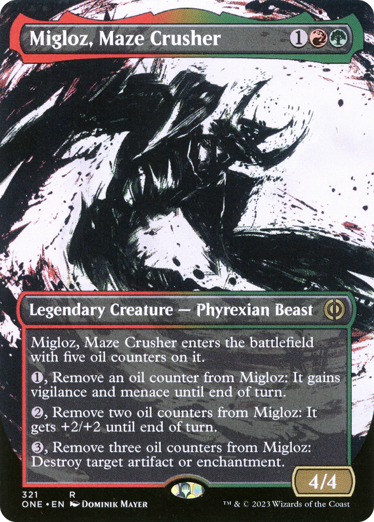 Migloz, Maze Crusher (Borderless Ichor) [Phyrexia: All Will Be One] | Tables and Towers