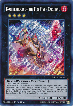 Brotherhood of the Fire Fist - Cardinal [MP14-EN031] Secret Rare | Tables and Towers