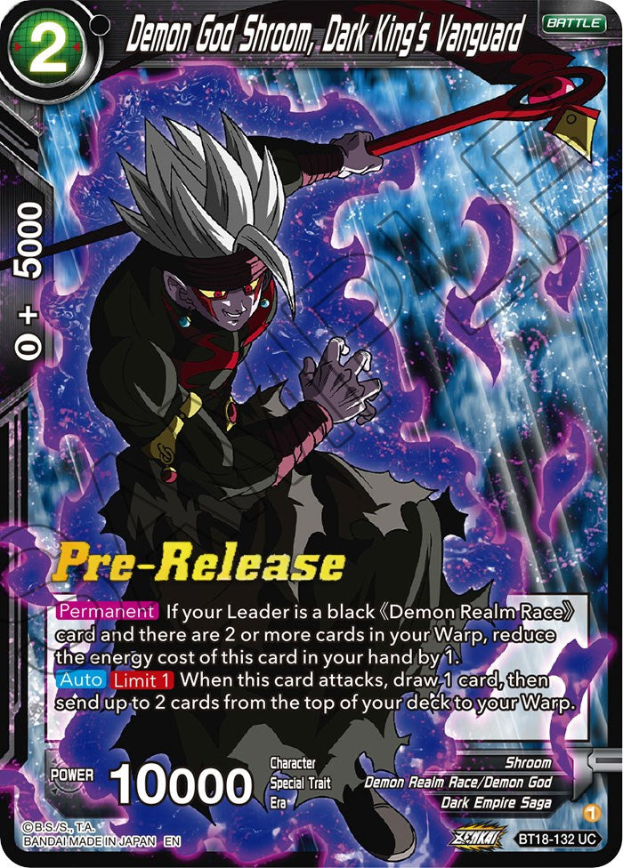 Demon God Shroom, Dark King's Vanguard (BT18-132) [Dawn of the Z-Legends Prerelease Promos] | Tables and Towers