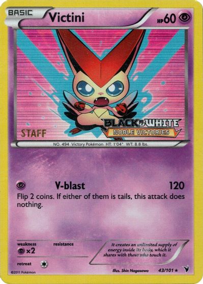 Victini (43/101) (Staff Prerelease Promo) [Black & White: Black Star Promos] | Tables and Towers