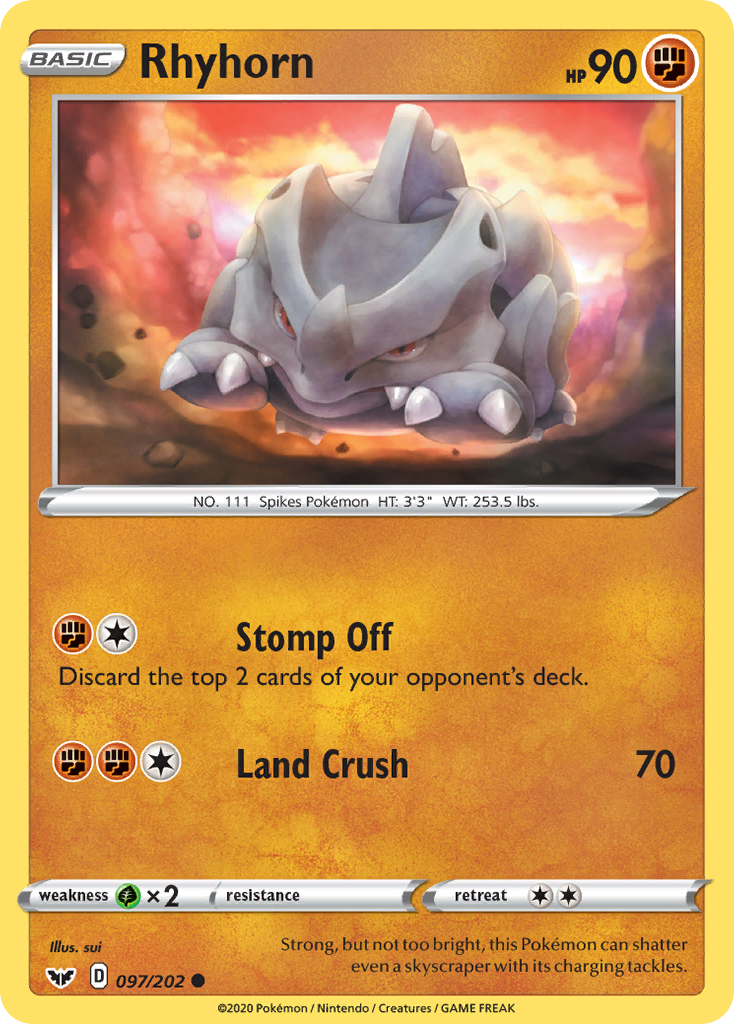 Rhyhorn (097/202) [Sword & Shield: Base Set] | Tables and Towers