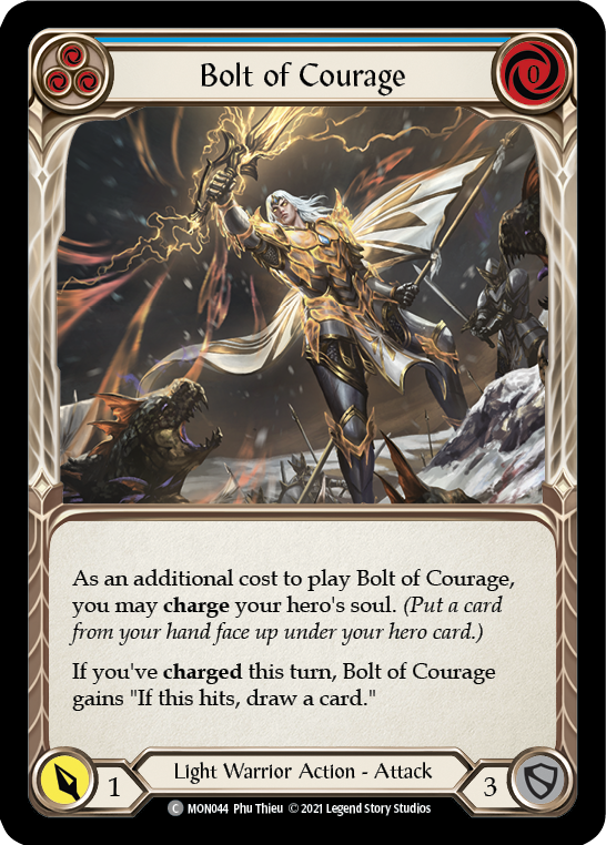 Bolt of Courage (Blue) [MON044] (Monarch)  1st Edition Normal | Tables and Towers