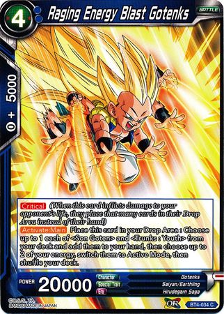 Raging Energy Blast Gotenks (BT4-034) [Colossal Warfare] | Tables and Towers