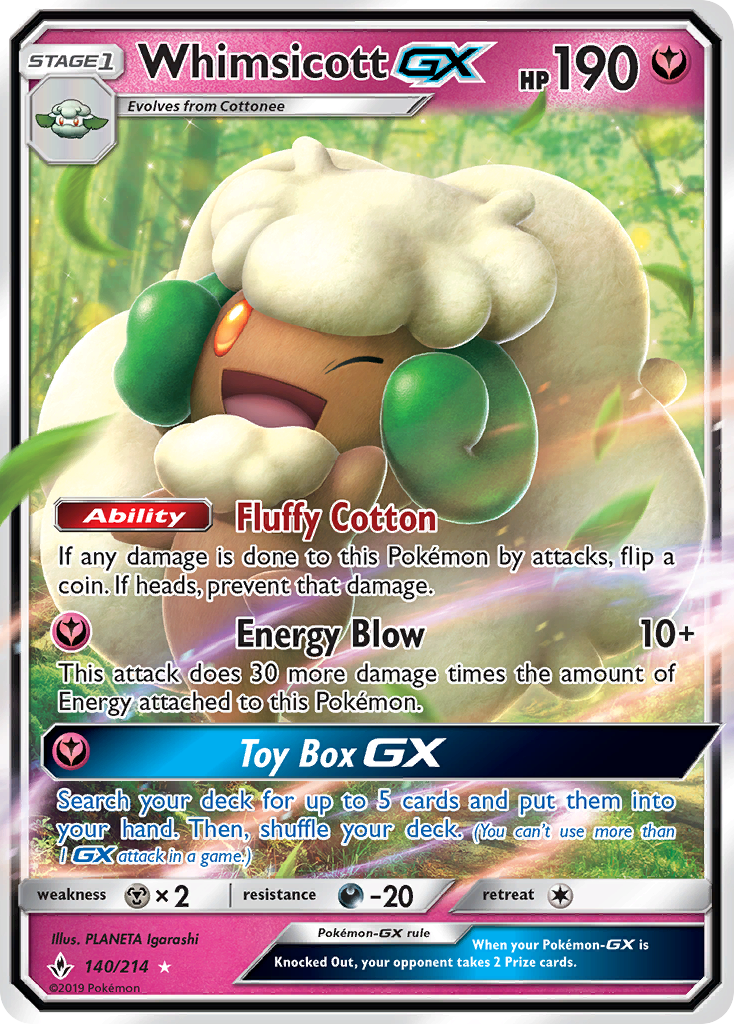 Whimsicott GX (140/214) [Sun & Moon: Unbroken Bonds] | Tables and Towers