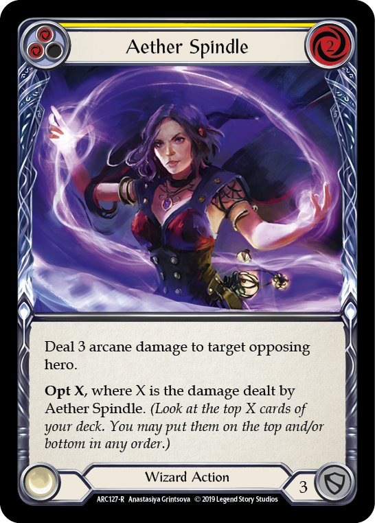 Aether Spindle (Yellow) [ARC127-R] (Arcane Rising)  1st Edition Normal | Tables and Towers