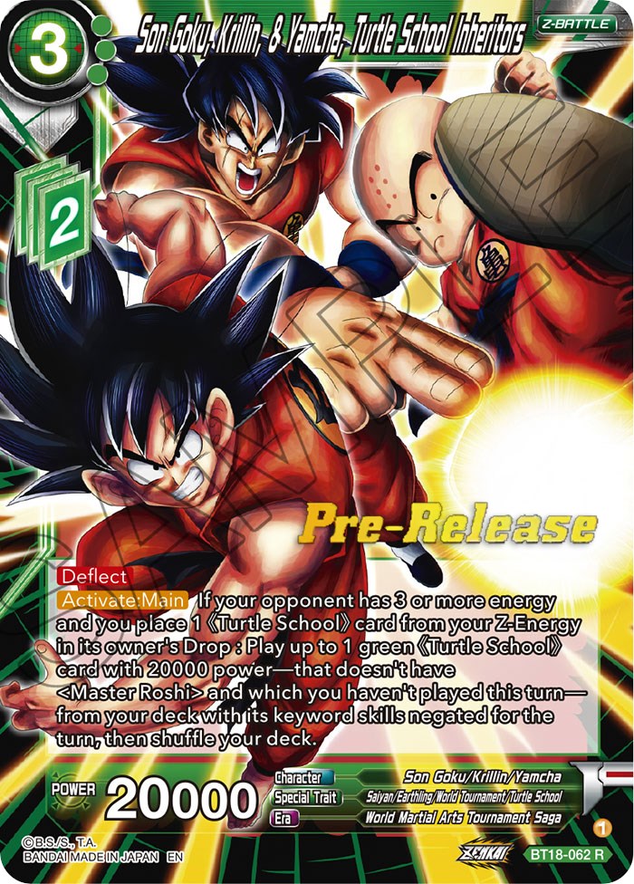 Son Goku, Krillin, & Yamcha, Turtle School Inheritors (BT18-062) [Dawn of the Z-Legends Prerelease Promos] | Tables and Towers