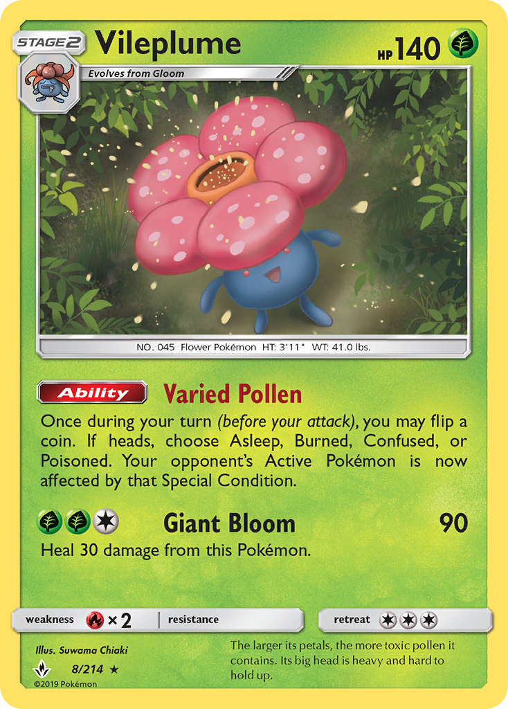 Vileplume (8/214) [Sun & Moon: Unbroken Bonds] | Tables and Towers