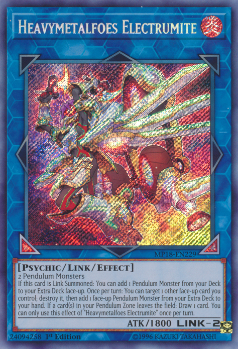 Heavymetalfoes Electrumite [MP18-EN229] Secret Rare | Tables and Towers