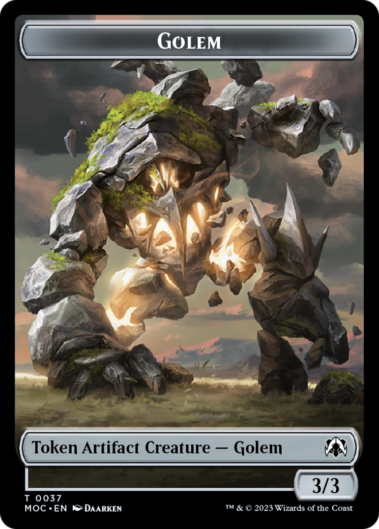 Golem // Clue Double-Sided Token [March of the Machine Commander Tokens] | Tables and Towers