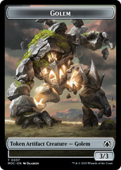 Golem // Blood Double-Sided Token [March of the Machine Commander Tokens] | Tables and Towers