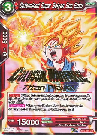 Determined Super Saiyan Son Goku (Titan Player Stamped) (BT3-005) [Cross Worlds] | Tables and Towers