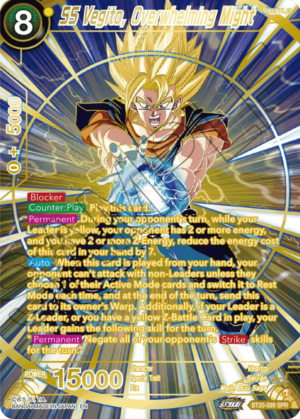 SS Vegito, Overwhelming Might (SPR) (BT20-099) [Power Absorbed] | Tables and Towers