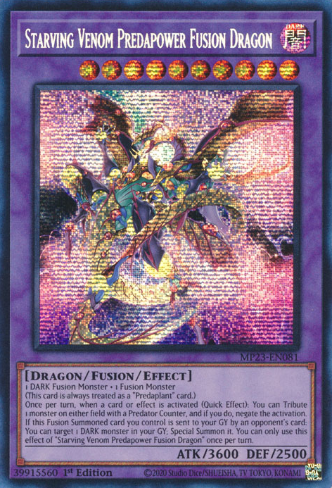 Starving Venom Predapower Fusion Dragon [MP23-EN081] Prismatic Secret Rare | Tables and Towers