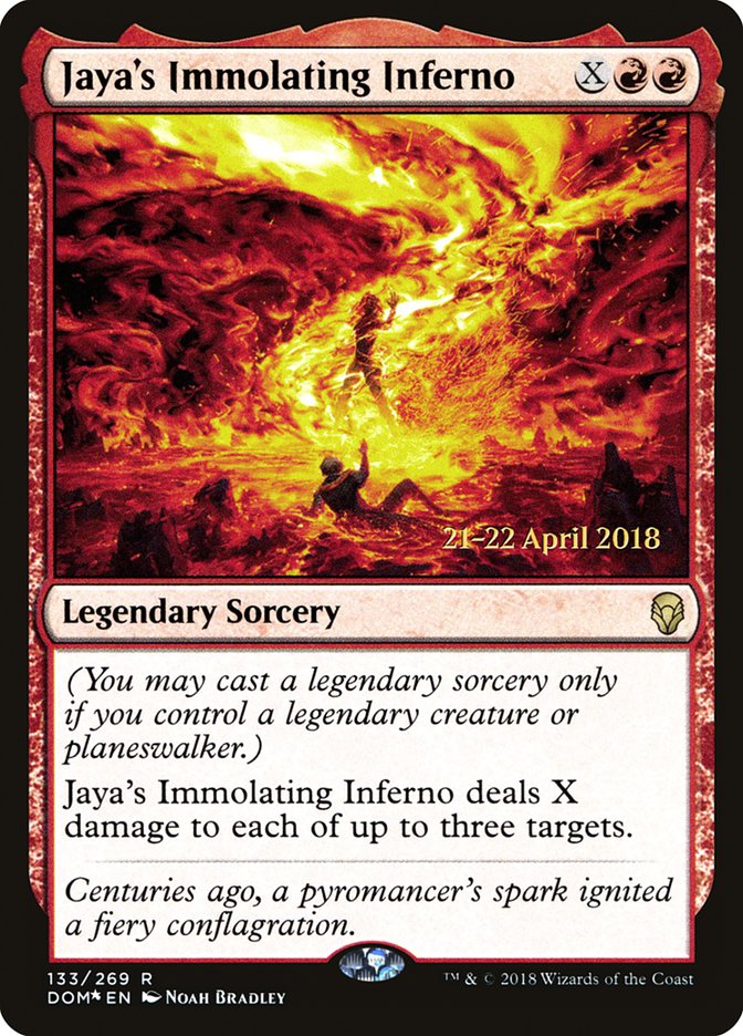 Jaya's Immolating Inferno [Dominaria Prerelease Promos] | Tables and Towers