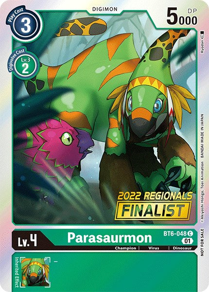 Parasaurmon [BT6-048] (2022 Championship Online Regional) (Online Finalist) [Double Diamond Promos] | Tables and Towers