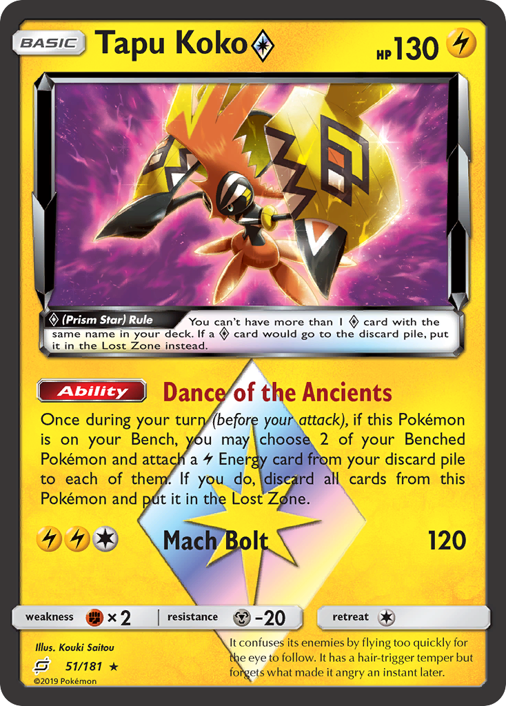 Tapu Koko (51/181) (Prism Star) [Sun & Moon: Team Up] | Tables and Towers