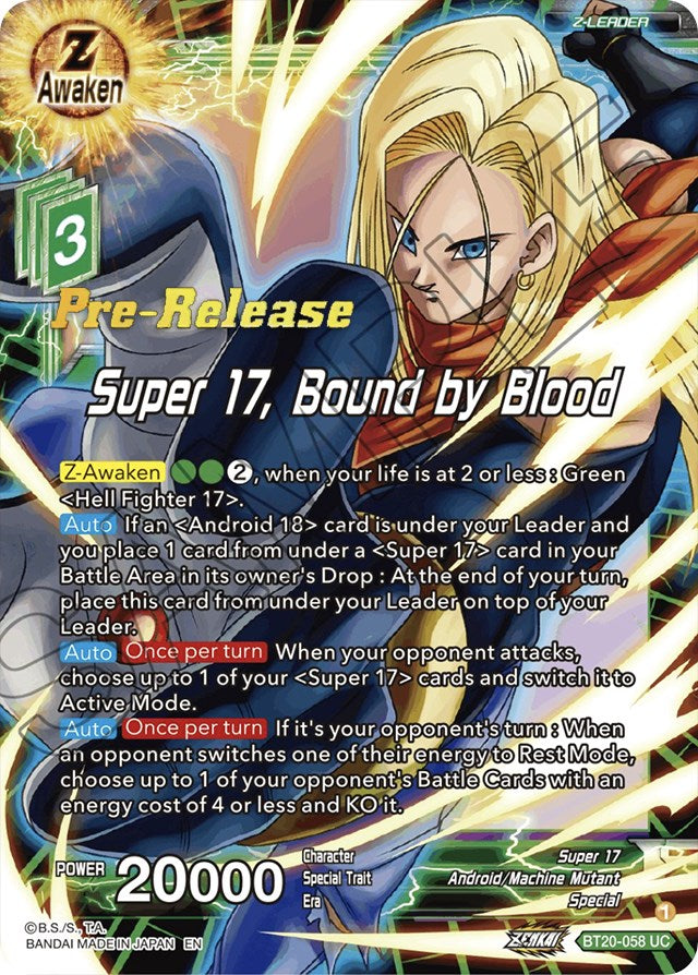 Super 17, Bound by Blood (BT20-058) [Power Absorbed Prerelease Promos] | Tables and Towers