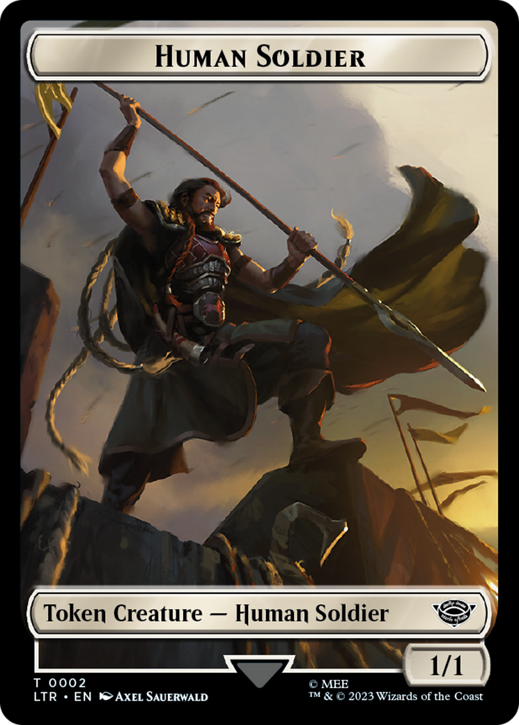 Human (04) // Human Soldier (02) Double-Sided Token [The Lord of the Rings: Tales of Middle-Earth Commander Tokens] | Tables and Towers