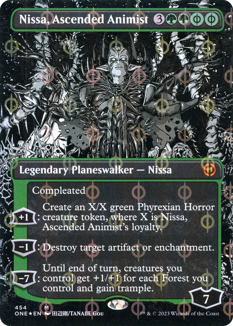 Nissa, Ascended Animist (Borderless Manga Step-and-Compleat Foil) [Phyrexia: All Will Be One] | Tables and Towers