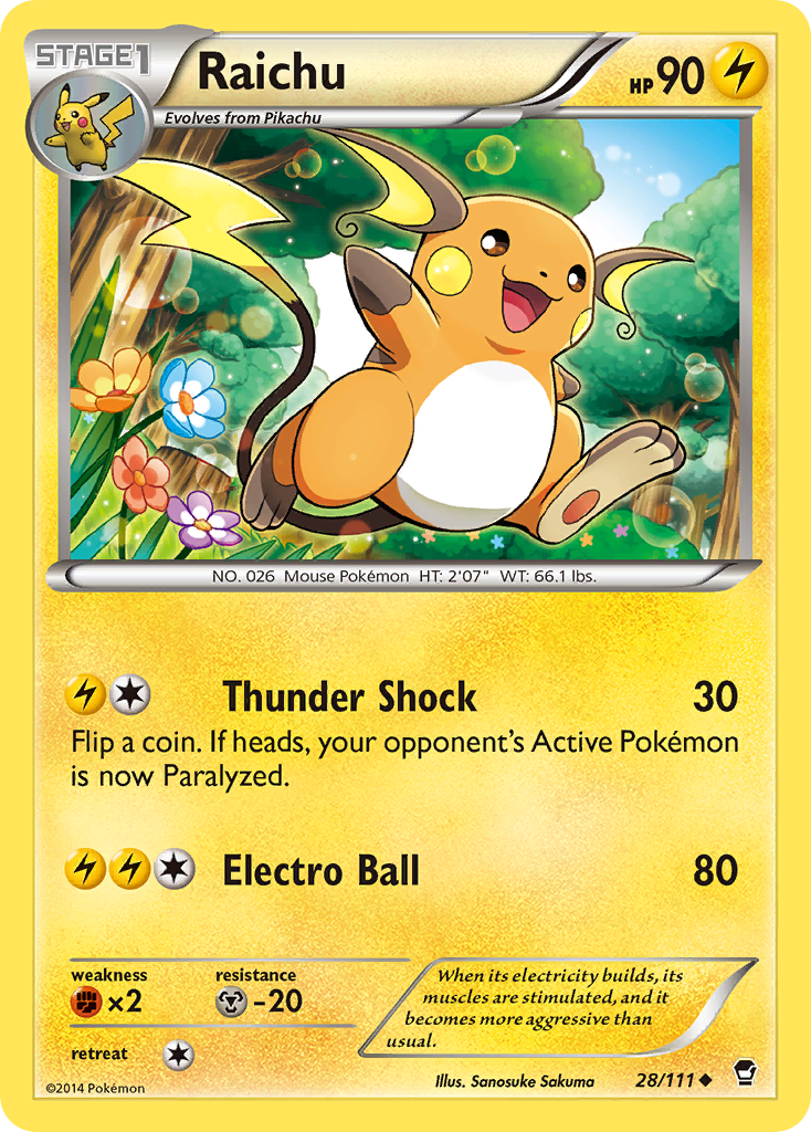 Raichu (28/111) [XY: Furious Fists] | Tables and Towers