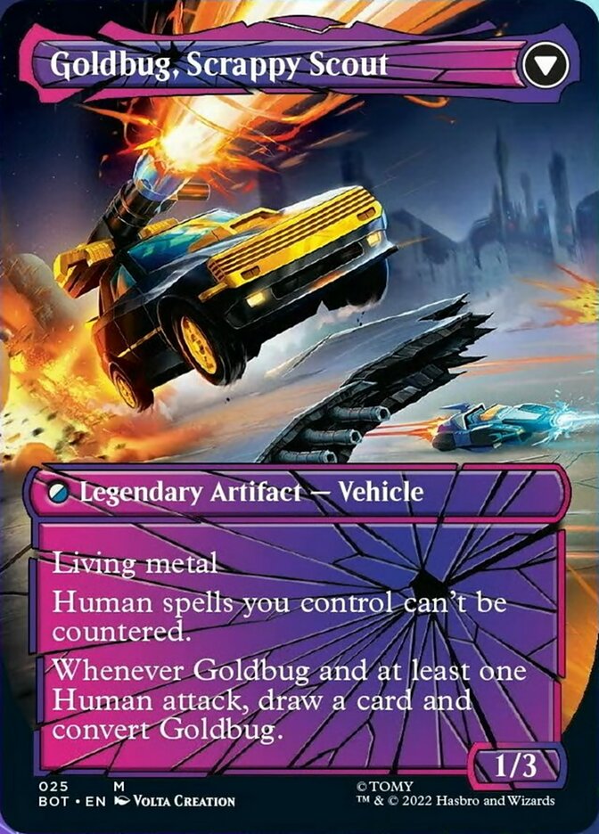 Goldbug, Humanity's Ally // Goldbug, Scrappy Scout (Shattered Glass) [Transformers] | Tables and Towers