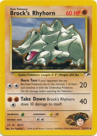 Brock's Rhyhorn (22/132) [Gym Heroes Unlimited] | Tables and Towers