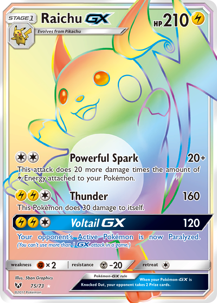 Raichu GX (75/73) [Sun & Moon: Shining Legends] | Tables and Towers