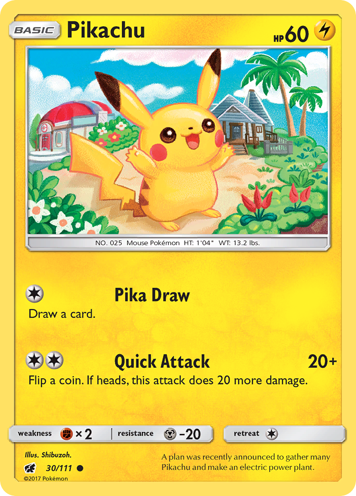 Pikachu (30/111) [Sun & Moon: Crimson Invasion] | Tables and Towers