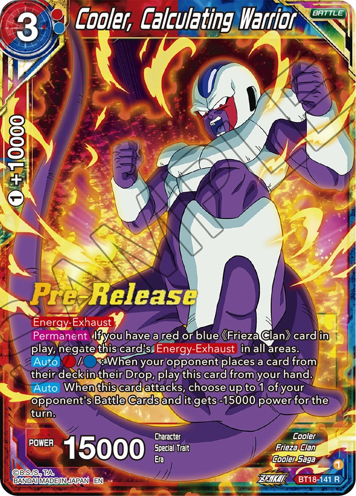 Cooler, Calculated Warrior (BT18-141) [Dawn of the Z-Legends Prerelease Promos] | Tables and Towers