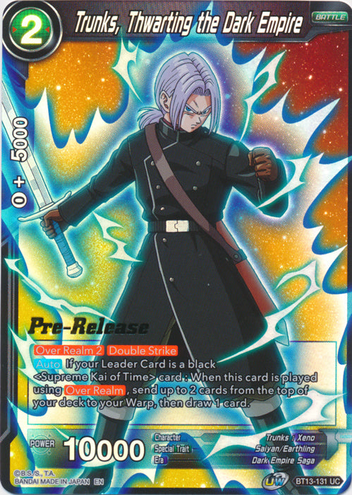 Trunks, Thwarting the Dark Empire (BT13-131) [Supreme Rivalry Prerelease Promos] | Tables and Towers