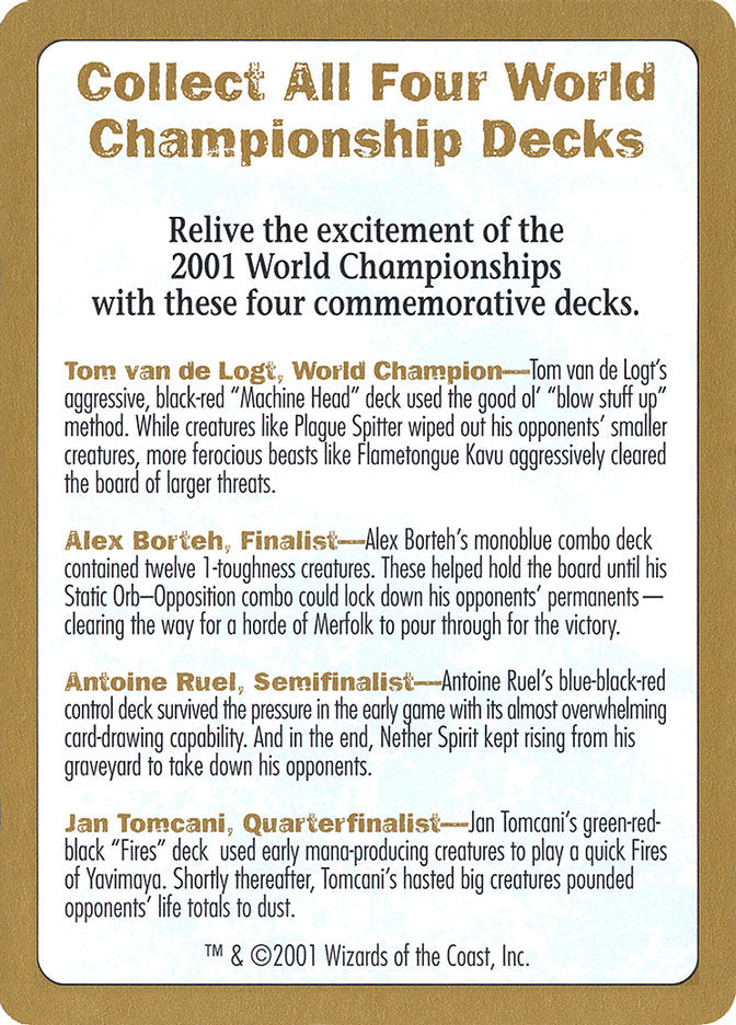 2001 World Championships Ad [World Championship Decks 2001] | Tables and Towers