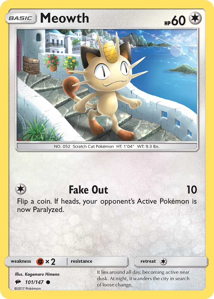 Meowth (101/147) [Sun & Moon: Burning Shadows] | Tables and Towers