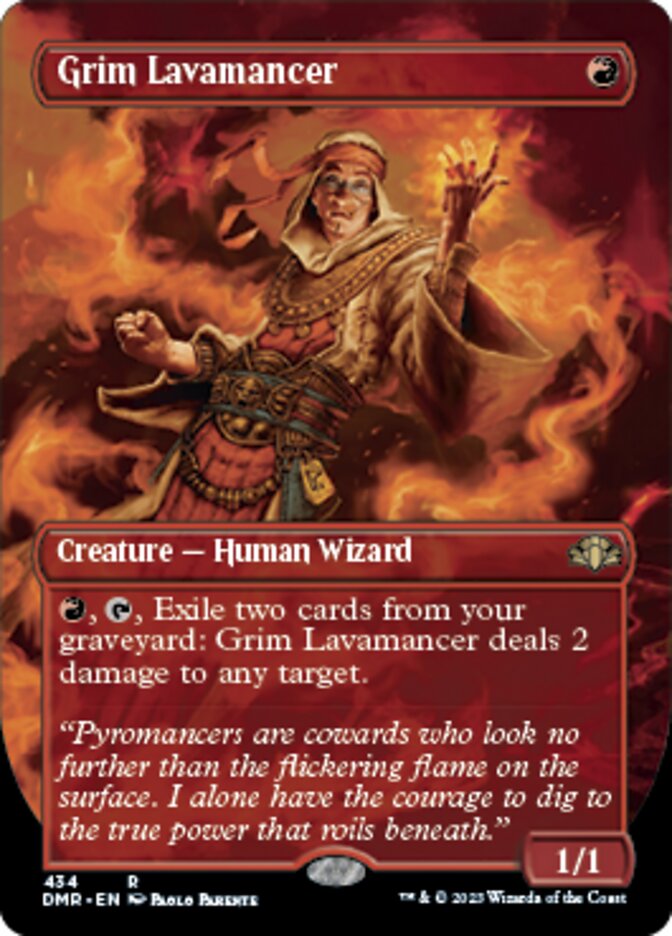 Grim Lavamancer (Borderless Alternate Art) [Dominaria Remastered] | Tables and Towers