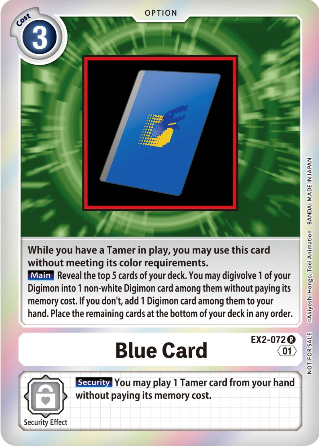 Blue Card [EX2-072] (Event Pack 4) [Digital Hazard Promos] | Tables and Towers