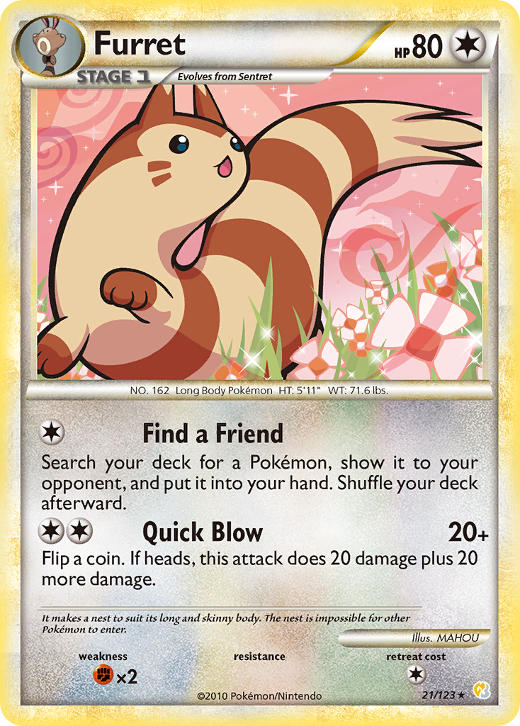 Furret (21/123) [HeartGold & SoulSilver: Base Set] | Tables and Towers