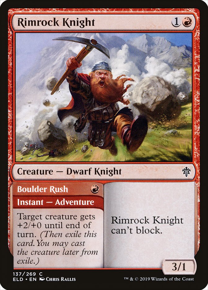 Rimrock Knight // Boulder Rush [Throne of Eldraine] | Tables and Towers