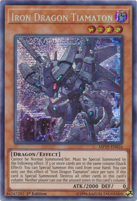 Iron Dragon Tiamaton [MP19-EN016] Prismatic Secret Rare | Tables and Towers