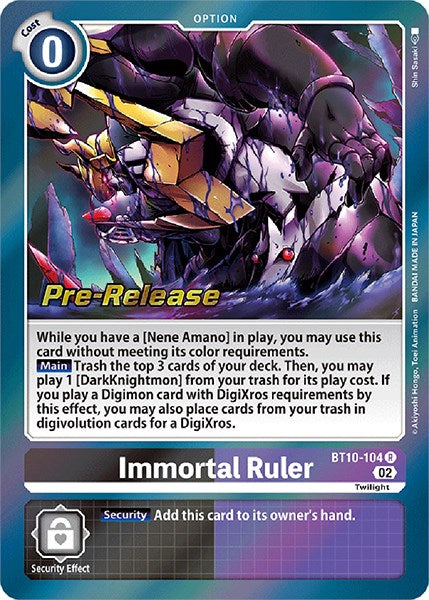 Immortal Ruler [BT10-104] [Xros Encounter Pre-Release Cards] | Tables and Towers