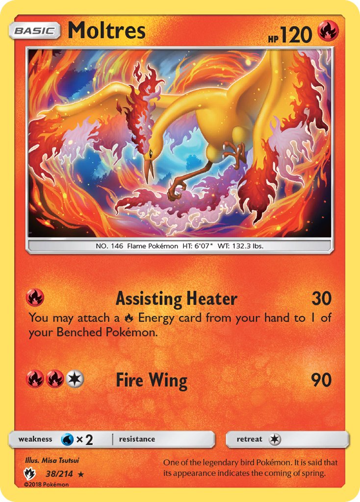 Moltres (38/214) (Let's Play, Eevee) Cracked Ice Holo) (Theme Deck Exclusive) [Sun & Moon: Lost Thunder] | Tables and Towers