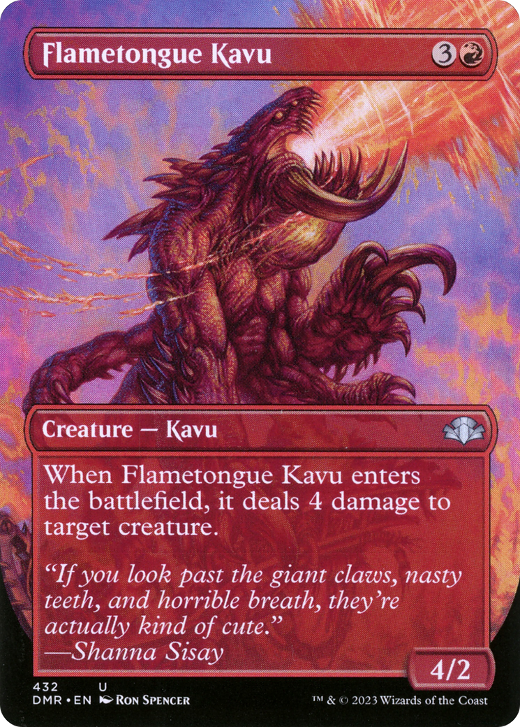 Flametongue Kavu (Borderless Alternate Art) [Dominaria Remastered] | Tables and Towers