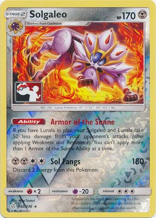 Solgaleo (142/236) (Pokemon Club Special Print) [Sun & Moon: Cosmic Eclipse] | Tables and Towers