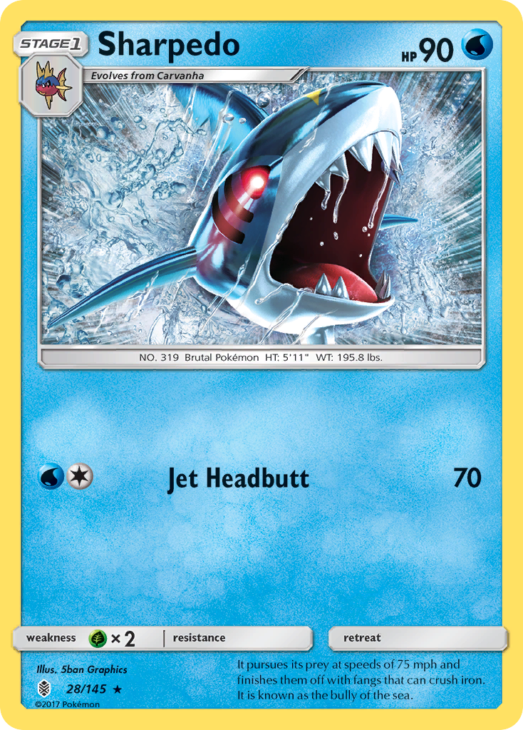 Sharpedo (28/145) [Sun & Moon: Guardians Rising] | Tables and Towers