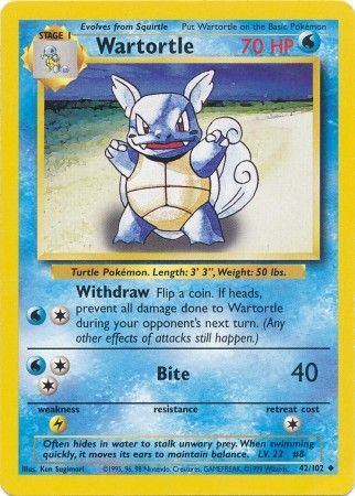 Wartortle (42/102) [Base Set Unlimited] | Tables and Towers