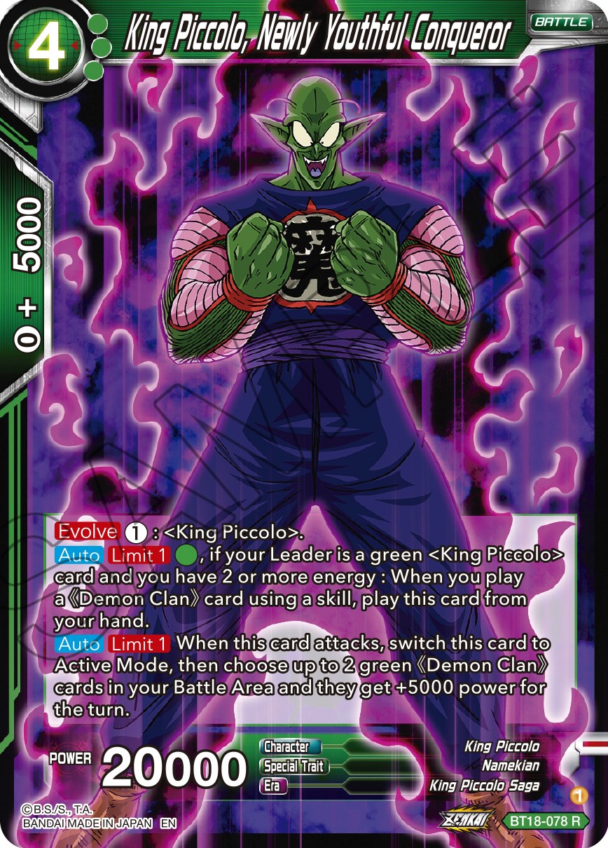 King Piccolo, Newly Youthful Conqueror (BT18-078) [Dawn of the Z-Legends] | Tables and Towers